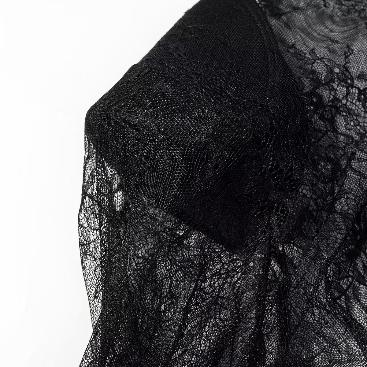 Pure Desire Style Lace Splicing Hollow Perspective Top