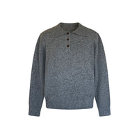Polo collar striped versatile contrasting simple knit sweater