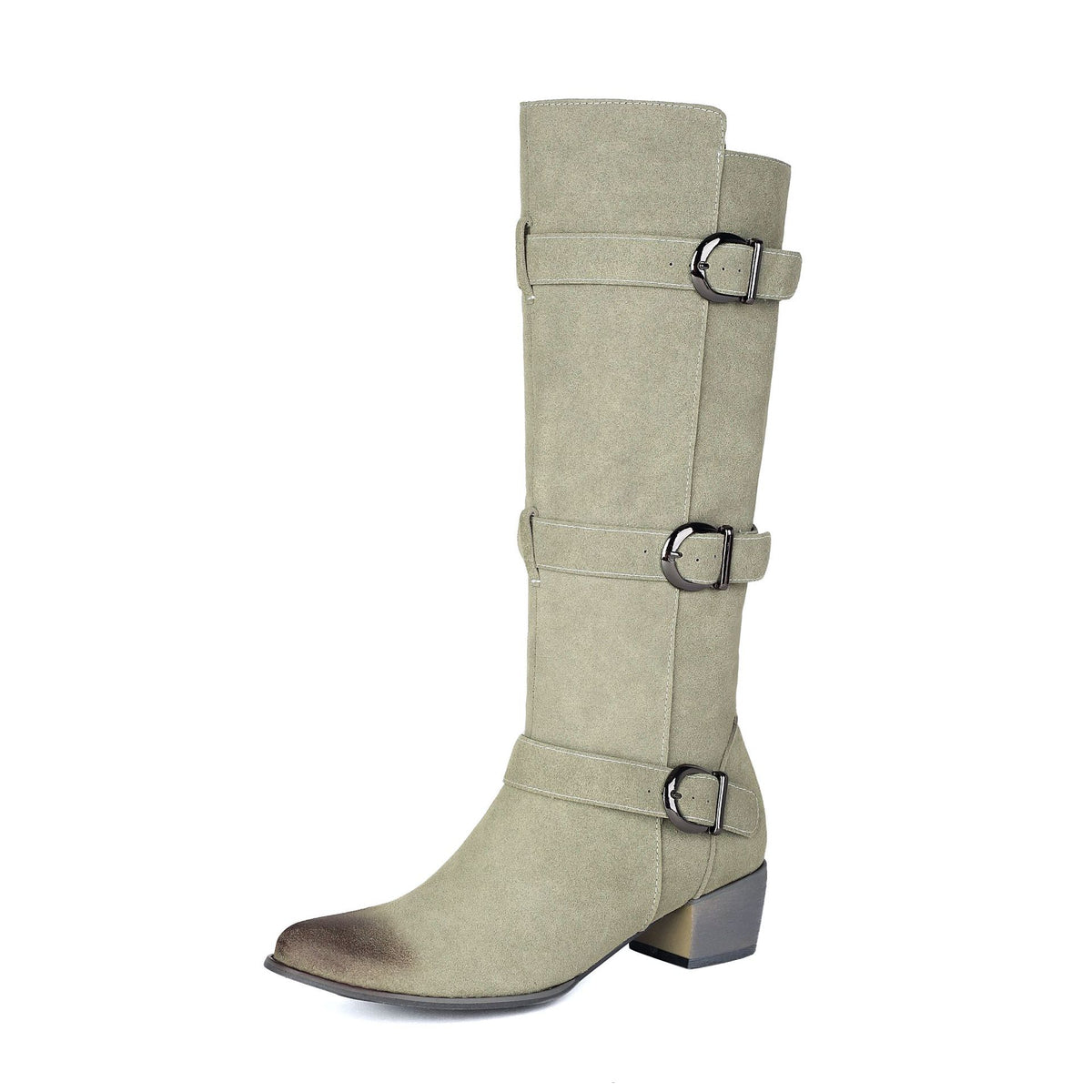 Fashion Winter High Heel Chunky Heel  Belt Buckle Suede Over-the-Knee Women's Boots Made to order, ships in 7 days