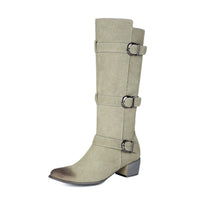 Fashion Winter High Heel Chunky Heel  Belt Buckle Suede Over-the-Knee Women's Boots Made to order, ships in 7 days