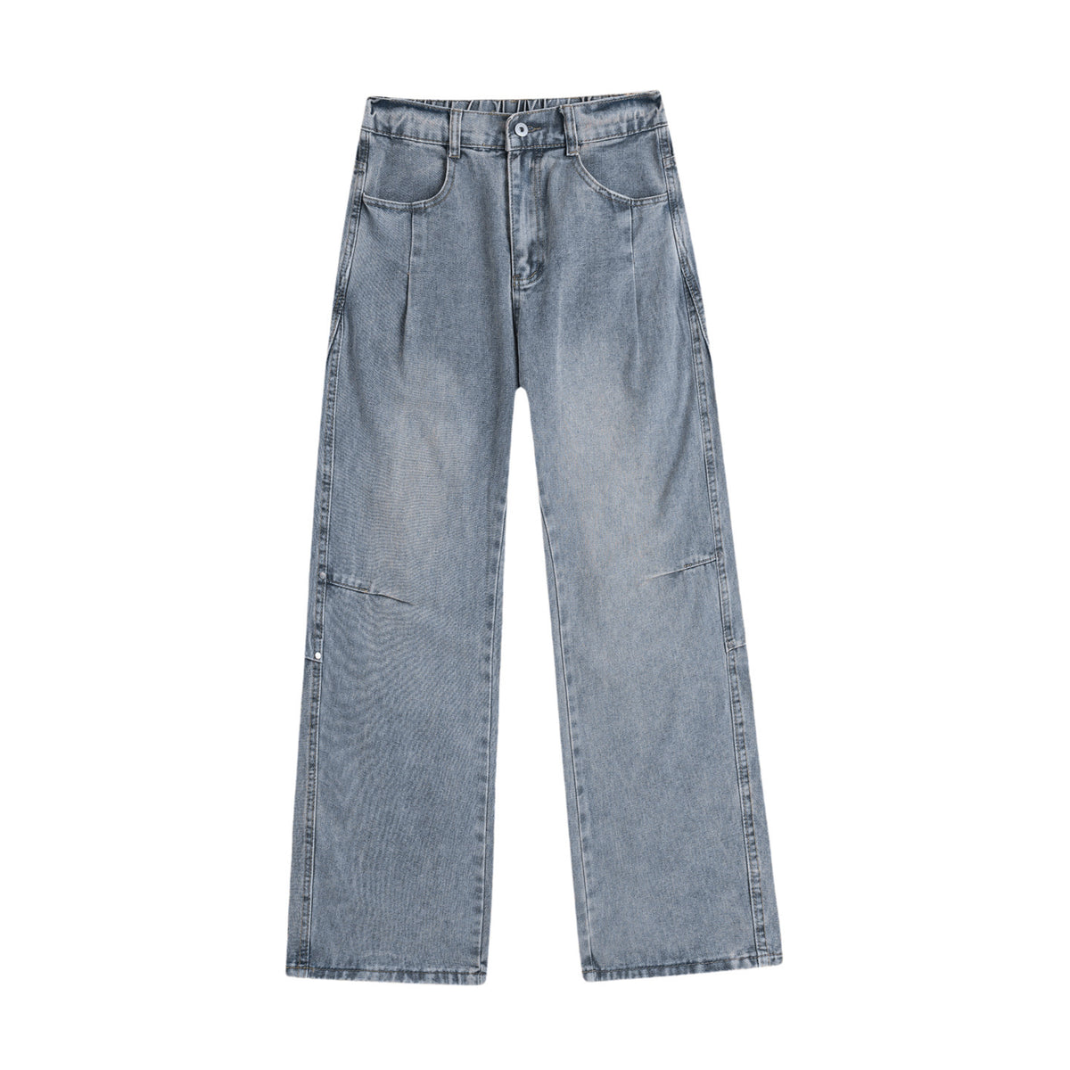 Street Style Studs Asymmetrical Straight Leg Jeans