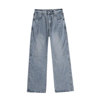 Street Style Studs Asymmetrical Straight Leg Jeans