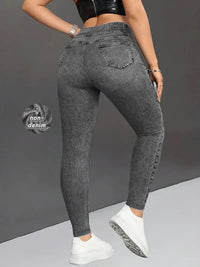 Retro High-Elastic Denim-Like Leggings Butt-Lifting Yoga Pants Denim-Style Yoga Pants Yoga Fitness Wear for Women