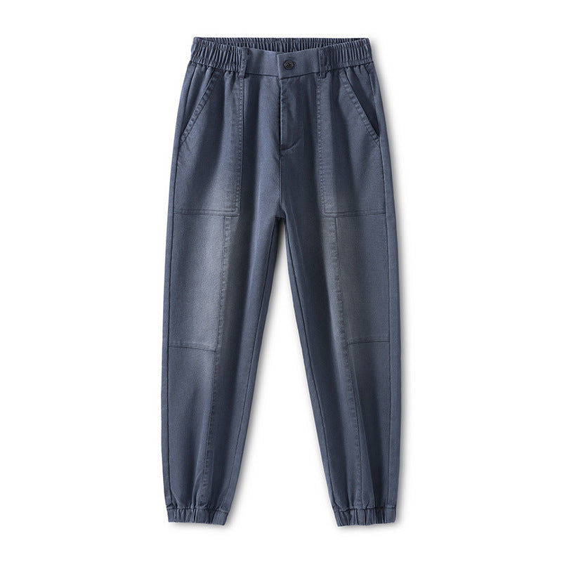 Patchwork Cargo Pants for Men, Drawstring Tapered Fit