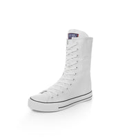 Canvas Shoes with Front Lace-Up and Side Zipper, Women's Sneakers