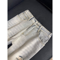 Vintage Street Style Distressed Rip-Off Denim Pants