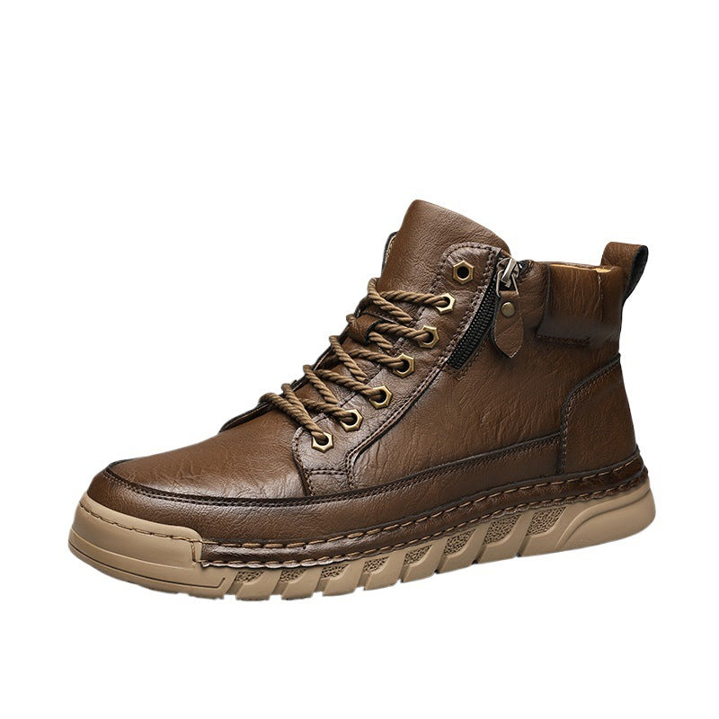 Autumn and Winter Outdoor Casual Men's Plus Size Martin Boots Fashion Trendy Versatile Thick Sole Mid-Cut Boots