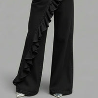 Vintage Irregular Mid-Waist Genuine Denim Pants for WomenSpring and Summer Fashion