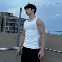 Heavyweight Combed Textured Muscle Tank Top for Men, Summer Sports Casual Fitness Training Sleeveless T-Shirt Underwear