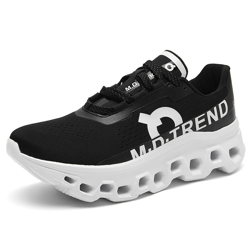 Breathable Mesh Running Shoes for Men with Shock Absorption and Flyknit Upper - Athletic Sneakers