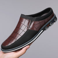 Men's Half-Slipper Leather Shoes Back Strap Slippers Big Size Toe-Covered Slippers