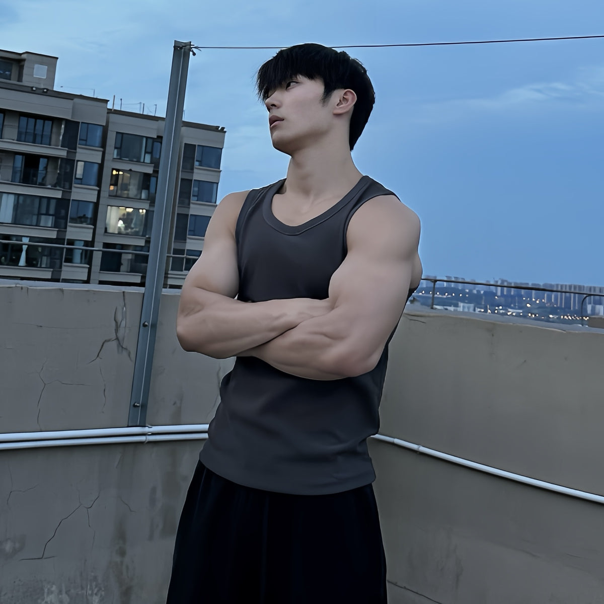 Heavyweight Combed Textured Muscle Tank Top for Men, Summer Sports Casual Fitness Training Sleeveless T-Shirt Underwear