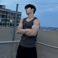 Heavyweight Combed Textured Muscle Tank Top for Men, Summer Sports Casual Fitness Training Sleeveless T-Shirt Underwear