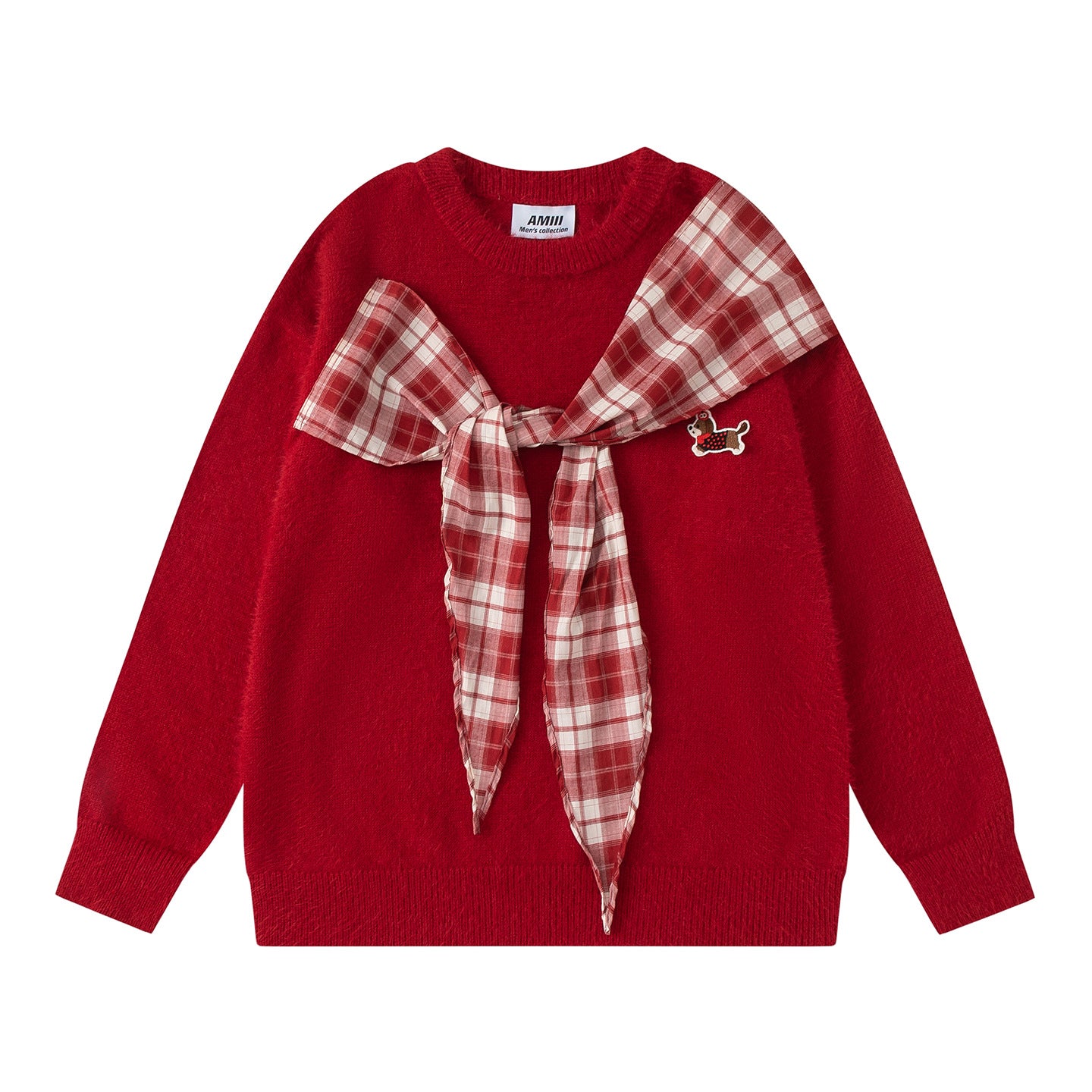Checkered scarf sweater