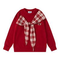 Checkered scarf sweater