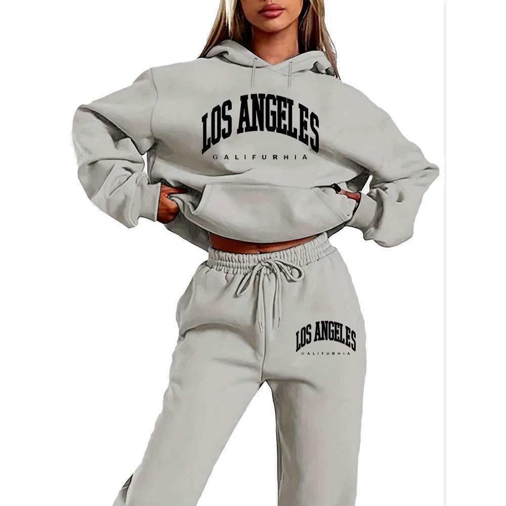 women's sportswear hoodie set,printed  casual high-quality hooded sweatshirt set