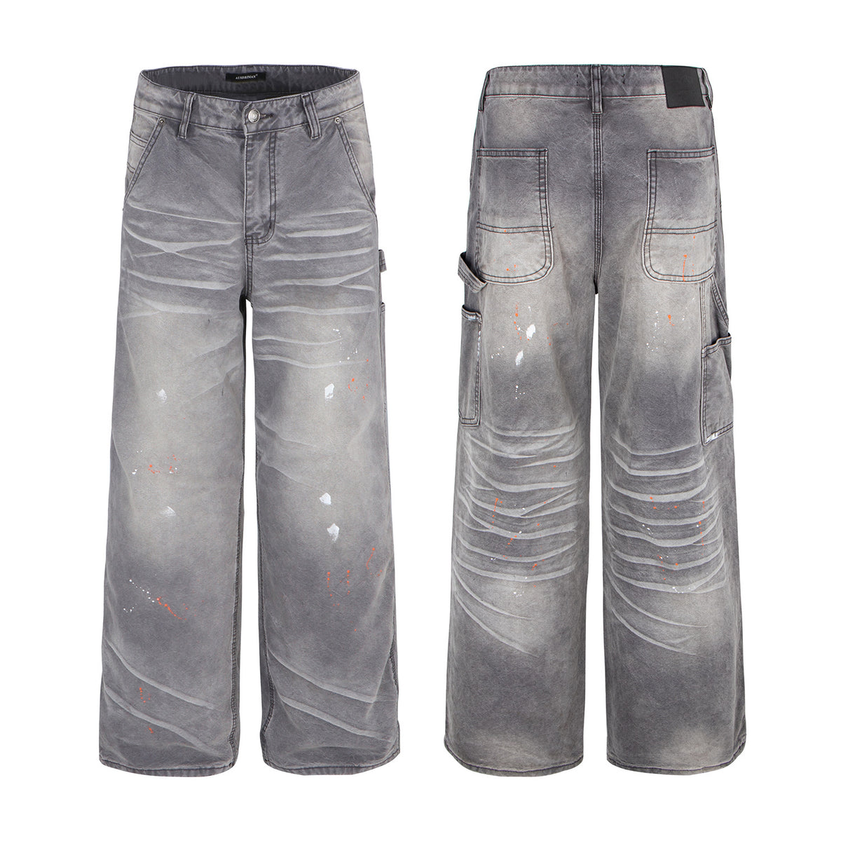 Vintage Washed Splatter Cargo Pants Men High-End Cargo Pants