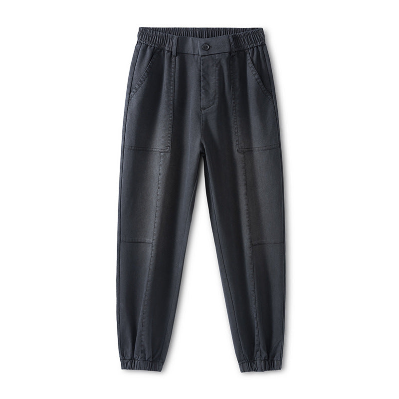 Patchwork Cargo Pants for Men, Drawstring Tapered Fit