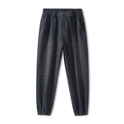 Patchwork Cargo Pants for Men, Drawstring Tapered Fit