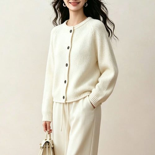 Versatile lazy style loose cardigan knit sweater