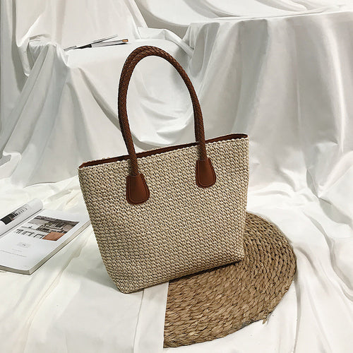 Fashion European and American Style Straw Woven Bag Shoulder Bag Simple Fashion Travel Beach Basket Crossbody Bag