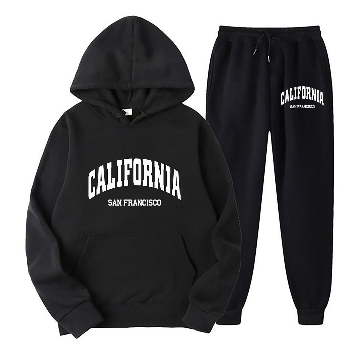 loose fleece hoodie set, men's and women's long sleeve hoodie and pants, hooded sweatshirt