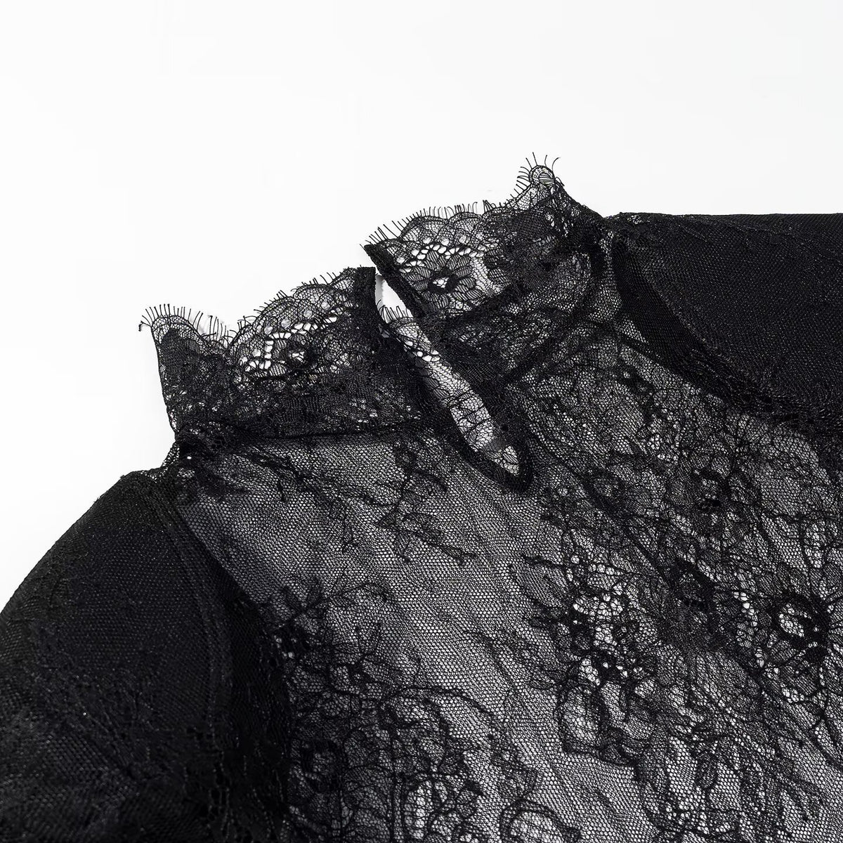 Pure Desire Style Lace Splicing Hollow Perspective Top