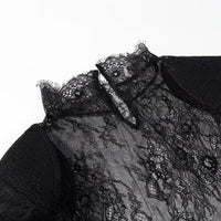 Pure Desire Style Lace Splicing Hollow Perspective Top
