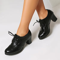 Spring and Autumn Fashion High-Heeled Lace-Up Block Shoes Oversized Lace-Up Brogue Dress Shoes Made to order, ships in 7 days