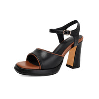 Summer Simple Strap Sandals Color-block Square Toe Chunky Heel Women's Shoes  Made to order, ships in 7 days