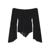Spicy girl one shoulder lace patchwork top