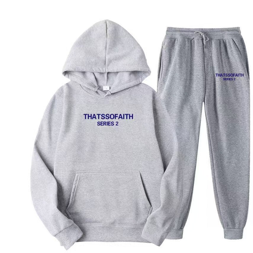 Casual Hooded Sweatshirt with Letter Print, Fleece Lined Long Pants Set for Women
