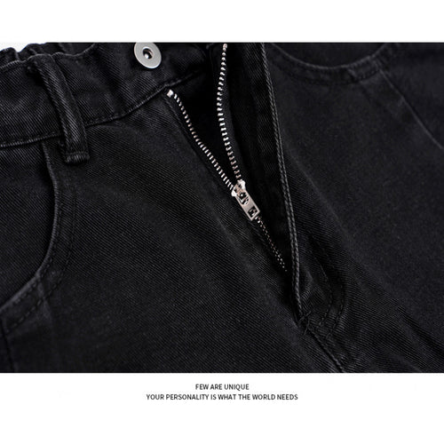 Street Style Studs Asymmetrical Straight Leg Jeans