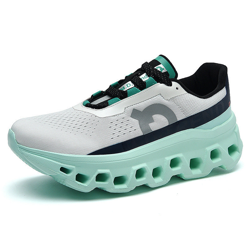 Breathable Mesh Running Shoes for Men with Shock Absorption and Flyknit Upper - Athletic Sneakers