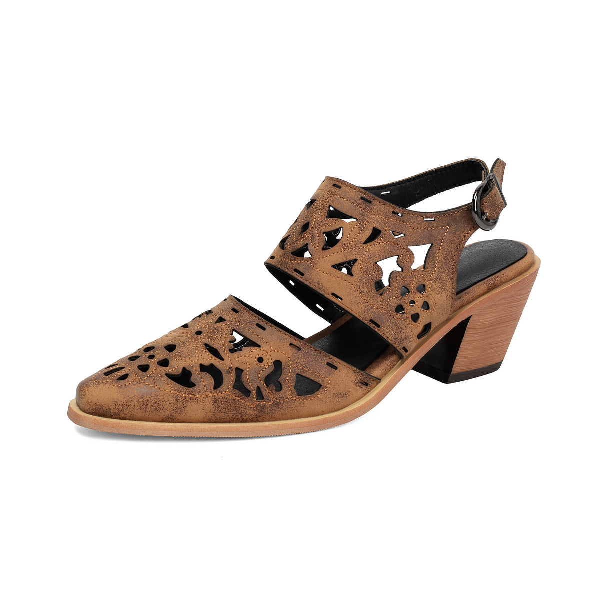Pointed Toe Hollow Out Western Sandals with Buckle Strap  Summer Fashion Women's Shoes Made to order, ships in 7 days