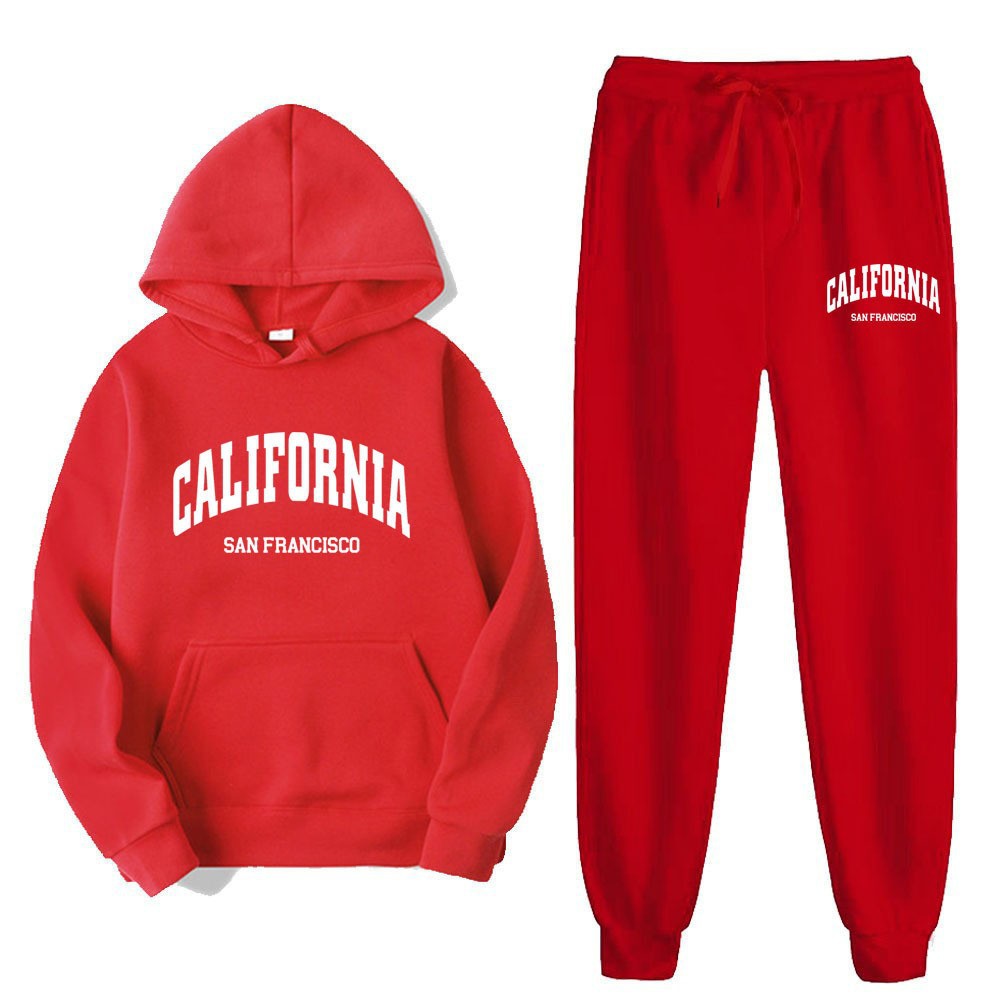 loose fleece hoodie set, men's and women's long sleeve hoodie and pants, hooded sweatshirt