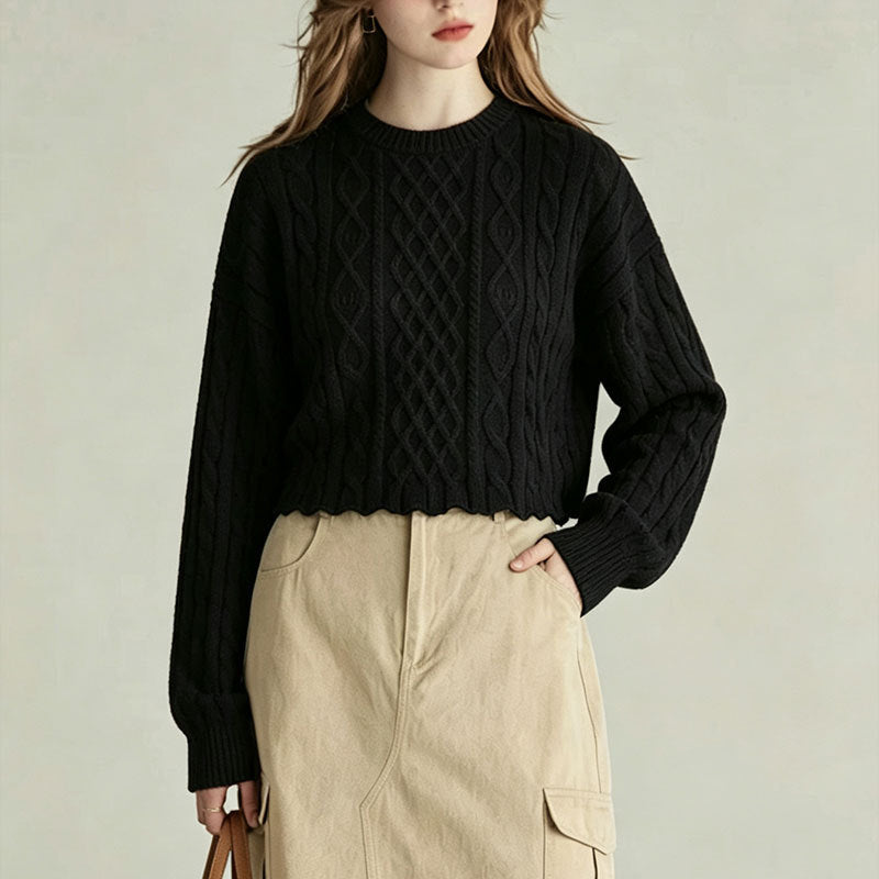 Casual versatile solid color simple knit sweater
