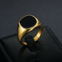 Fashionable, simple, and personalized stainless steel gold-plated drop glue smooth ring for men and women's accessories