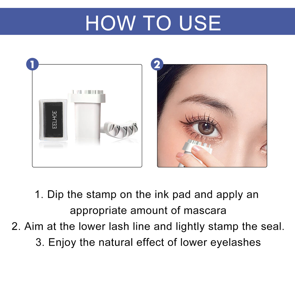 EELHOE Eyelash Stamp, Diy Eyelash Stamp Printing 3D Durable Waterproof Eyelash Aid