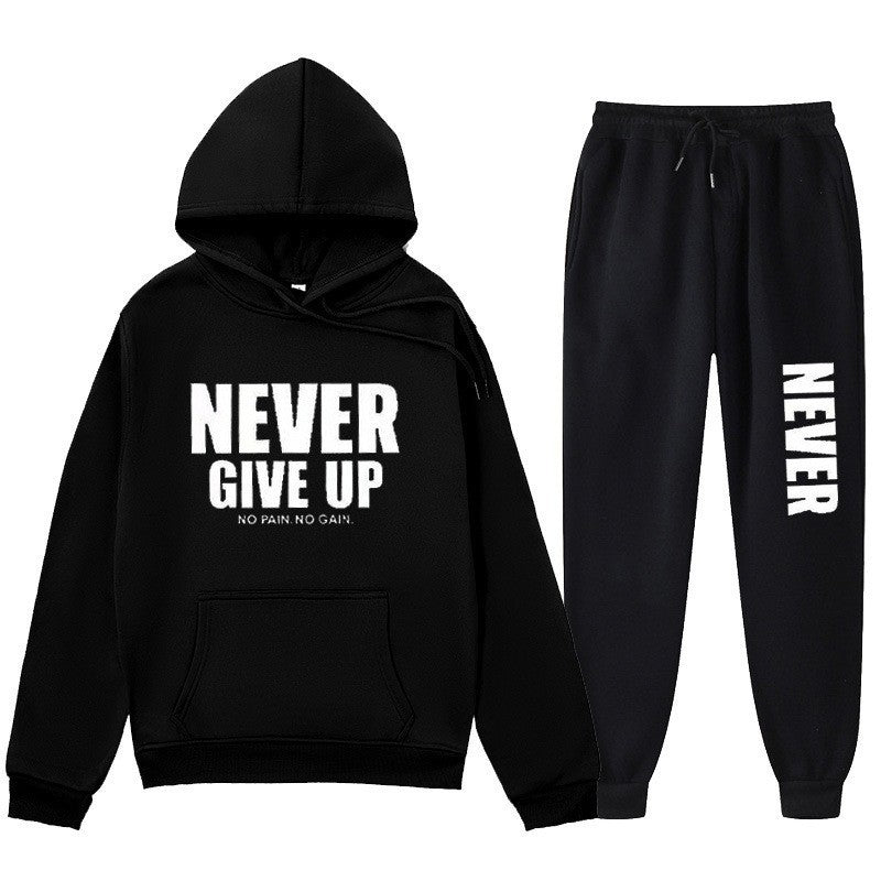 Casual Letter Print Hoodie Set Sweatshirt and Sweatpants Tracksuit Men's Clothing Men's Wear Winter Outfit