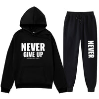 Casual Letter Print Hoodie Set Sweatshirt and Sweatpants Tracksuit Men's Clothing Men's Wear Winter Outfit