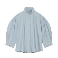 Casual bubble sleeve stand up collar shirt