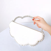Whimsical New Evening Bag for Women, Handbag with Rhinestone Cloud Design, Chain Strap Crossbody Bag
