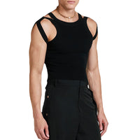 Slim Knit Sleeveless Vest for Men, Elastic Fitted Underwear, Sexy Tight Sleeveless T-Shirt, American Style Vest