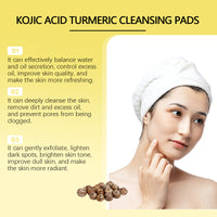 Jaysuing Kojic Acid And Turmeric Balanced Water-Oil Cleansing Pad, Gently Cleanses The Skin's Keratin Layer, Softly Purifies And Soothes The Skin Cleansing Pad