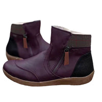 Zipper flat bottom casual snow boots cotton boots thick sole