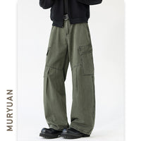 Deconstructed Cargo Pants for Men, Loose Straight Leg