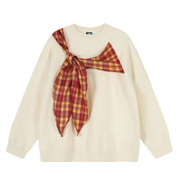 Plaid shawl scarf sweater