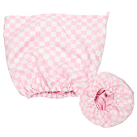 Waterproof Three-Layer Bath Cap with Silk-Like Lining and Checkered Design, Premium Hair Care Cap