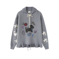 Cartoon puppy embroidered sweater